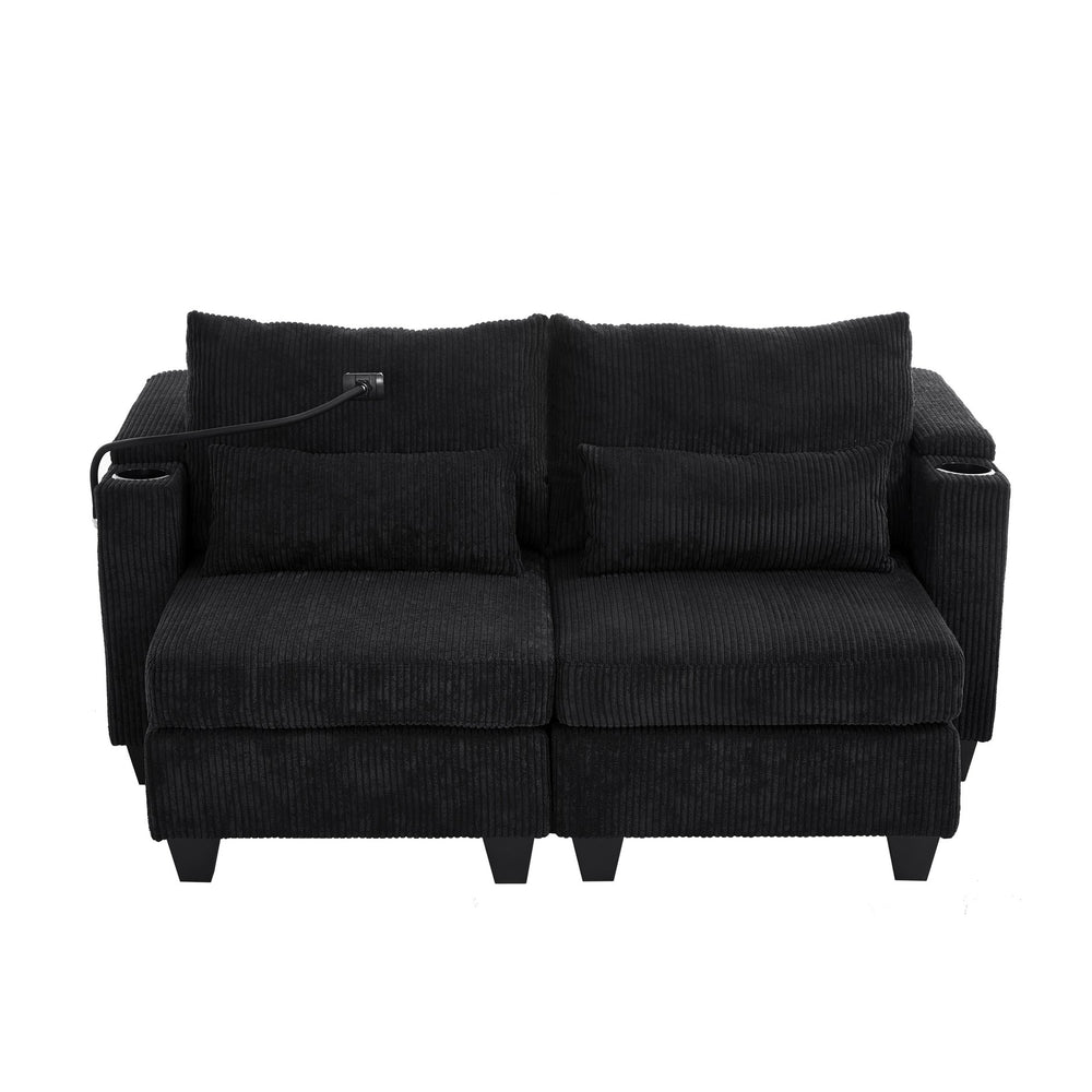 English Elm Convertible Chaise Lounge Sofa Bed With Usb Ports, Hidden Storage, Cup Holders - Stylish & Versatile! N719S002020B