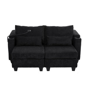 English Elm Convertible Chaise Lounge Sofa Bed With Usb Ports, Hidden Storage, Cup Holders - Stylish & Versatile! N719S002020B
