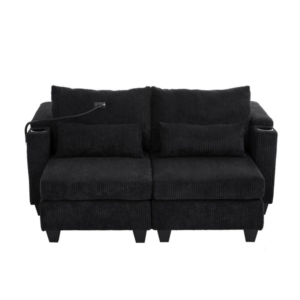 English Elm Convertible Chaise Lounge Sofa Bed With Usb Ports, Hidden Storage, Cup Holders - Stylish & Versatile! N719S002020B