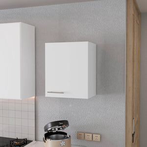 English Elm White Hi Wall Cabinet 1 Door – Space-Saving 23.6" x 19.7" x 13.1" White Kitchen Storage, Easy-Clean Finish B062P252190