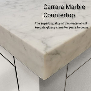 English Elm White Double Bath Vanity 80" W x 22" D with Carrara Marble Top — Solid Wood Frame, Soft-Close Drawers, Fully Assembled B2731P258121
