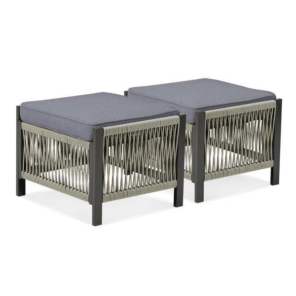 English Elm Outdoor Pe Wicker Patio Ottoman Set of 2 with Cushions for Deck or Backyard T3773P419406