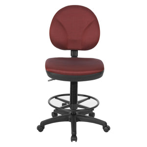 OSP Home Furnishings Sculptured Ergonomic Drafting Chair with Lumbar Support Padded Seat and Footring Wine DC550-298