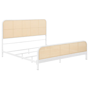 English Elm Randall Coastal Woven Cane Webbing Eastern King Bed with Airy Metal Frame White B062P447776