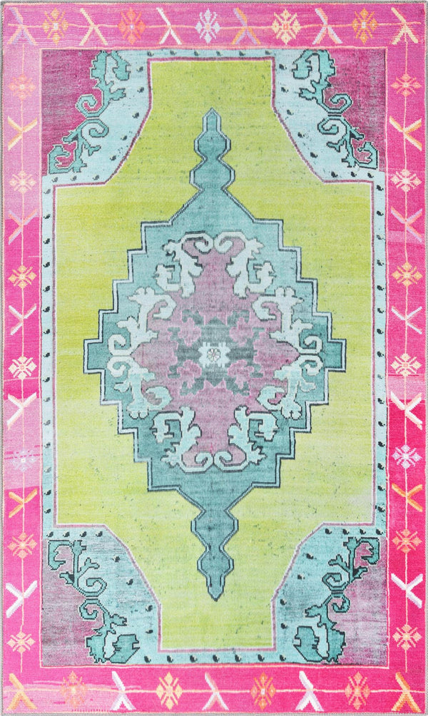 Unique Loom Timeless Thomas Machine Made Medallion Rug Green, Ivory/Light Green/Pink/Orange 5' 1" x 8' 0"