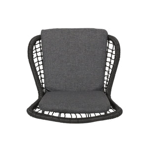 English Elm Christopher Knight Home® - Mccaskill Patio Chair Set of 2 with Water-Resistant Cushions, Durable Rattan Weave & Iron Frame Stability Grey 64877.00GRY