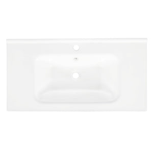 English Elm 35.6" Wide White Ceramic Drop-in Basin with Overflow for Bathroom Vanity W1801P404318