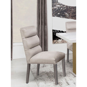 English Elm Highmore Stone Velvet Upholstered Dining Side Chair with Tufted Foam Back and Cool Gray Legs - Set of 2 Beige B062P299895