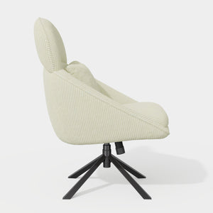 English Elm Modern Swivel Accent Chair with Adjustable Headrest, Oversized Corduroy Upholstered Rocking Recliner for Living Room Beige T3950P397486