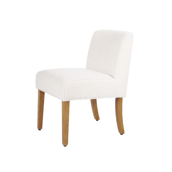 English Elm Kip Boucle Upholstered Dining Chair with Honey Oak Legs for Modern Interiors B056P417001