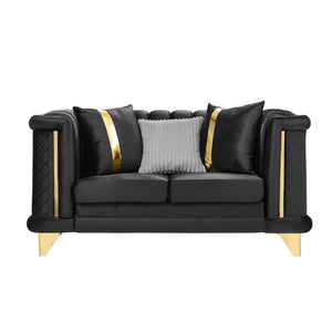 English Elm 69 Inch Tufted Velvet Loveseat Victorian Mid Century Glam with Gold Steel Trim W1191S00050
