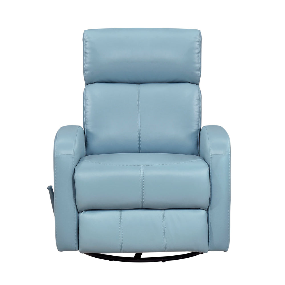 English Elm Glider Top Grain Leather Swivel Recliner Chair – Blue Comfort, 360° Glide, Solid Wood Frame, Luxury B011P330087