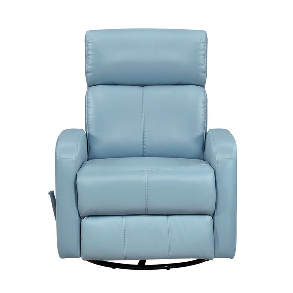 English Elm Glider Top Grain Leather Swivel Recliner Chair – Blue Comfort, 360° Glide, Solid Wood Frame, Luxury B011P330087