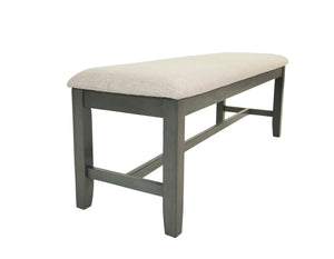 English Elm 6 6-Pcs Dining Set Rustic Gray Rectangular Table with Bench & 4 Padded Ladder-Back Chairs for Cozy Meals B089S00178