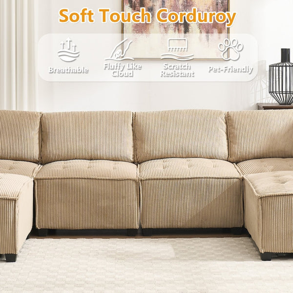 English Elm United We Win U-Shaped Modular Sectional Sofa - Cozy 6-Seat Couch With Reversible Chaise & Pet-Friendly Design W1568S00155-GIGA