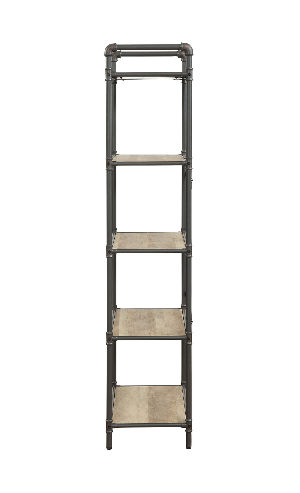 English Elm Itzel Industrial Antique Oak & Sandy Gray Bookshelf – 5-Shelf Open-Frame Metal Frame, Rustic Modern Design B2726P270522