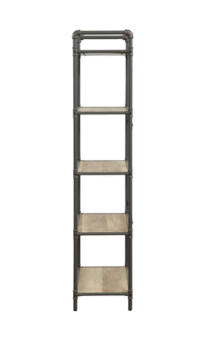 English Elm Itzel Industrial Antique Oak & Sandy Gray Bookshelf – 5-Shelf Open-Frame Metal Frame, Rustic Modern Design B2726P270522