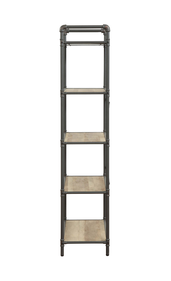 English Elm Itzel Industrial Antique Oak & Sandy Gray Bookshelf – 5-Shelf Open-Frame Metal Frame, Rustic Modern Design B2726P270522