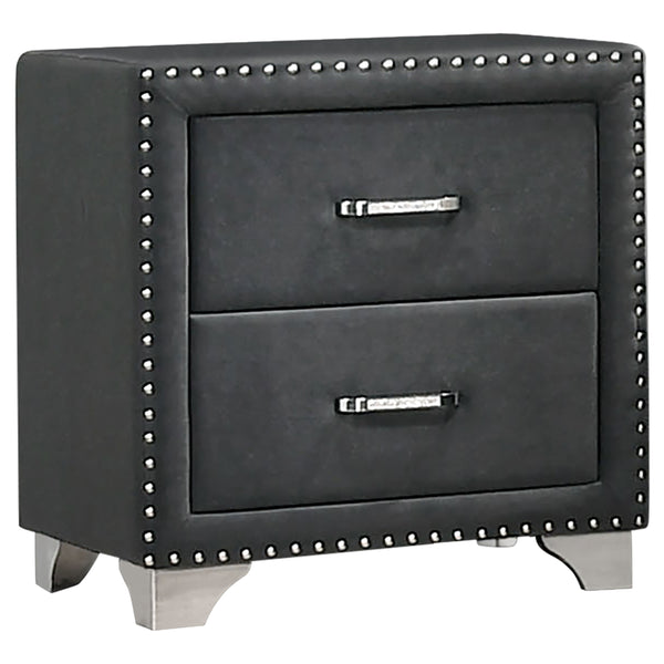 English Elm Kennedy Grey 4-Piece Queen Bedroom Set - Luxurious Upholstery, Elegant Tufting & Modern Glam Style B062S01350