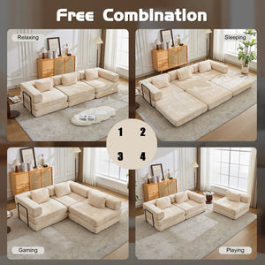 English Elm Compression Convertible Floor Sofa Bed - Stylish Chenille Modular Seating For Small Spaces & Guests W3723S00014