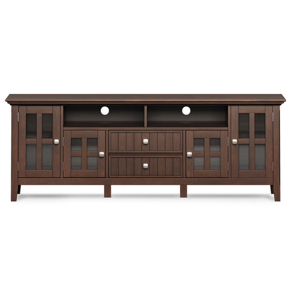 English Elm Acadian 72" Wide TV Media Stand Brown Wood & Glass - Handcrafted, Tempered Glass Doors, Cord Mgmt B136P203486