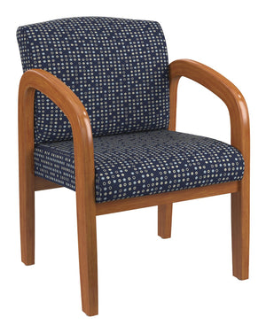 OSP Home Furnishings Medium Oak Wood Visitor Chair with Lumbar Support Taupe Upholstery for Office Waiting Indigo WD380-K113