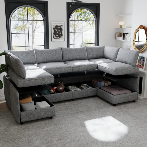 English Elm Love Seat Compact Mid Century Modern Sofa with Hidden Storage for Bedroom or Dorm Grey W680S00132