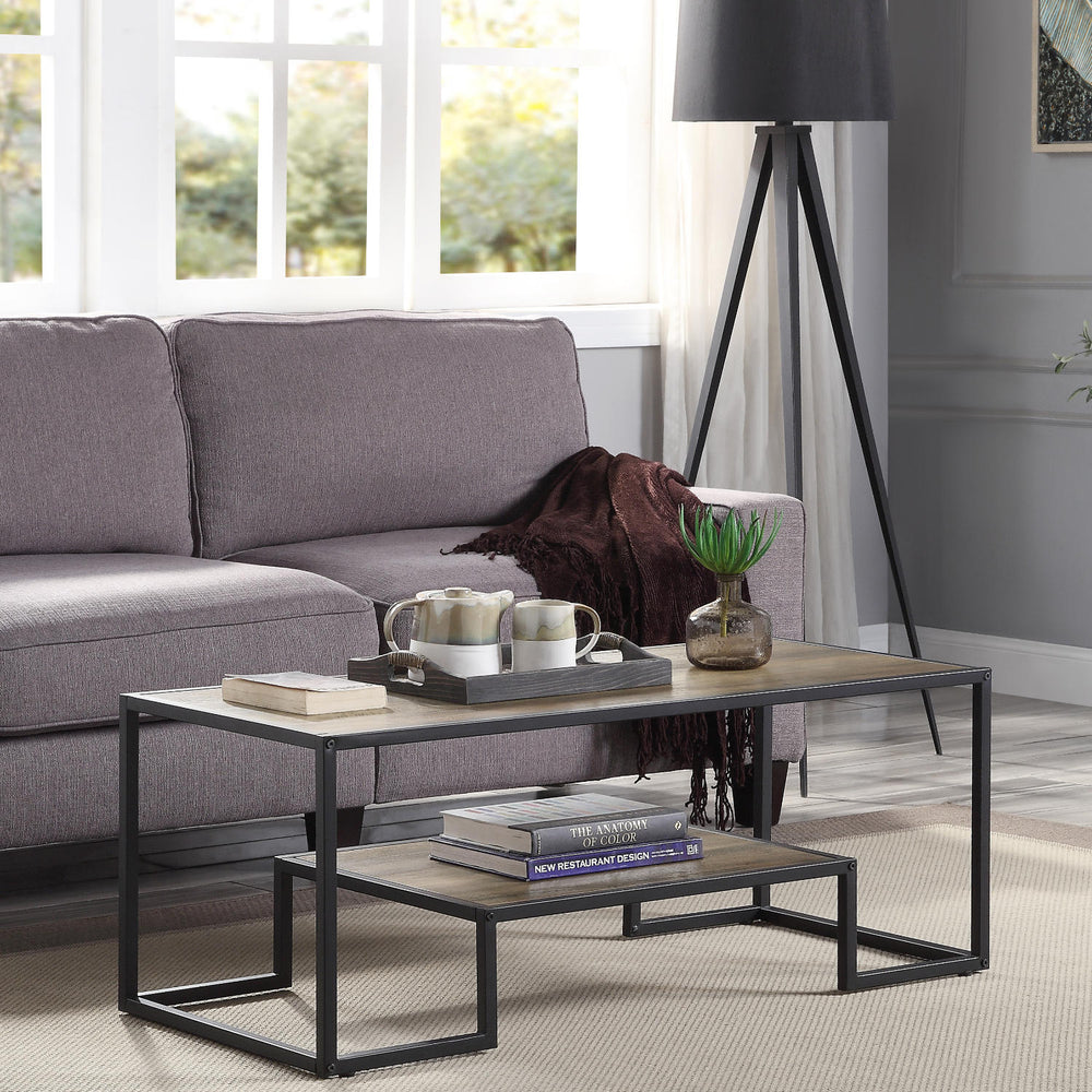 English Elm Rectangular Wooden Top Coffee Table with Gold Legs, Sleek Smooth Surface for Modern Living Rooms Black,Oak,Rustic B016P313967