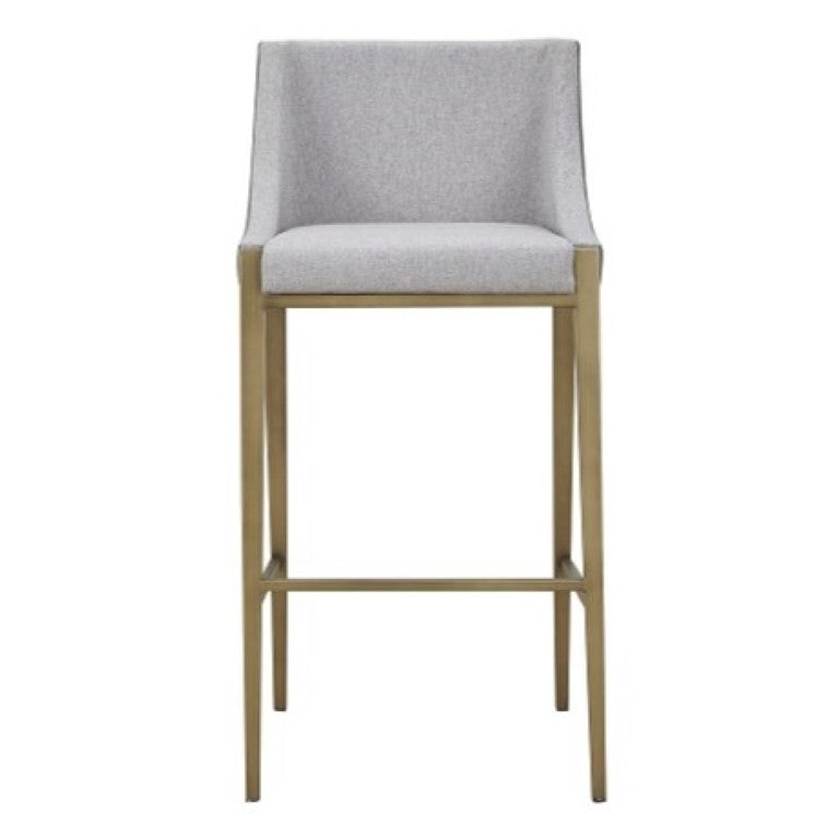 VIG Furniture Fairview Grey & Brass Bar Stool – Contemporary Upholstered Counter Seat, Foam Comfort, 250 Lb Capacity VGGA-6947CH-B-GRY-BS