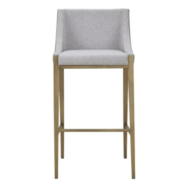VIG Furniture Fairview Grey & Brass Bar Stool – Contemporary Upholstered Counter Seat, Foam Comfort, 250 Lb Capacity VGGA-6947CH-B-GRY-BS