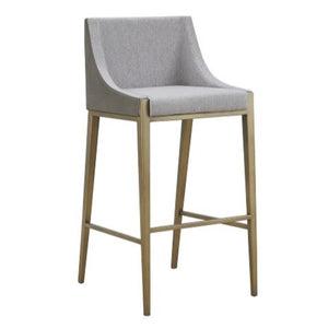 VIG Furniture Fairview Grey & Brass Bar Stool – Contemporary Upholstered Counter Seat, Foam Comfort, 250 Lb Capacity VGGA-6947CH-B-GRY-BS