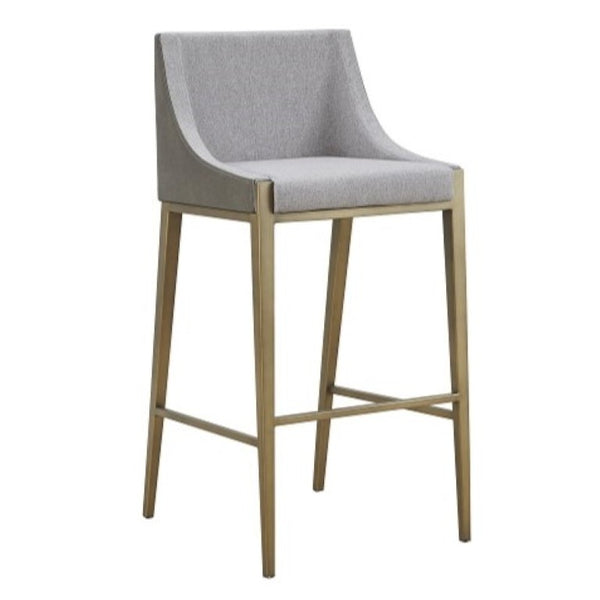 VIG Furniture Fairview Grey & Brass Bar Stool – Contemporary Upholstered Counter Seat, Foam Comfort, 250 Lb Capacity VGGA-6947CH-B-GRY-BS