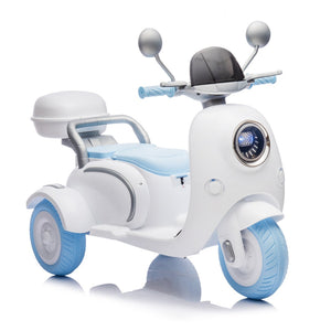English Elm 12v Dual Motor Two Seater Kids Electric Ride on Motorcycle with Bluetooth Led and Trunk Blue W1578P268023