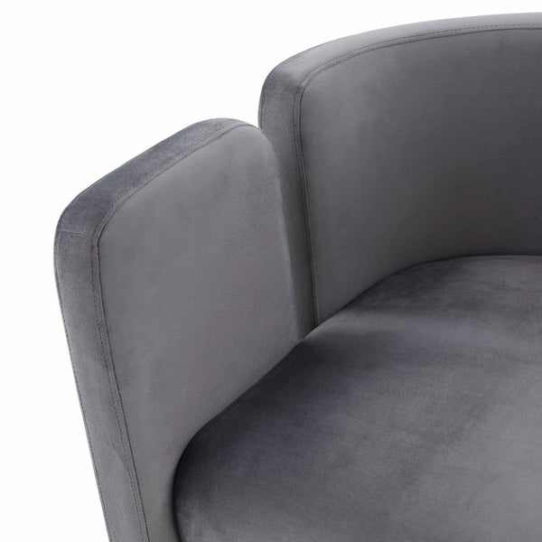 VIG Furniture Tirta Velvet Grey Accent Chair With Asymmetrical Base, Tuxedo Arms & Plush Cushioning For Stylish Living Spaces VGRH-AC-234-L-GREY-CH