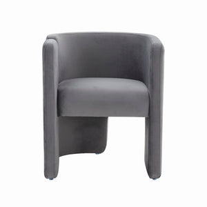 VIG Furniture Tirta Velvet Grey Accent Chair With Asymmetrical Base, Tuxedo Arms & Plush Cushioning For Stylish Living Spaces VGRH-AC-234-L-GREY-CH