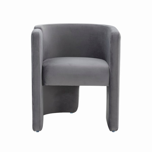 VIG Furniture Tirta Velvet Grey Accent Chair With Asymmetrical Base, Tuxedo Arms & Plush Cushioning For Stylish Living Spaces VGRH-AC-234-L-GREY-CH