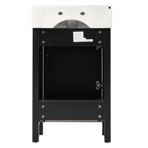 English Elm 20.28'' 20.28" Modern Bathroom Vanity with Ceramic Sink, Solid Wood Frame, Soft-Close Drawer & Cabinet - Space-Saving Design Black N729P277755B
