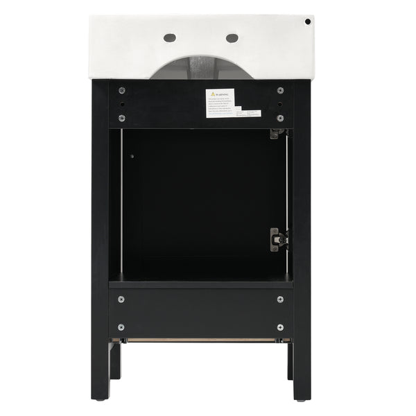 English Elm 20.28'' 20.28" Modern Bathroom Vanity with Ceramic Sink, Solid Wood Frame, Soft-Close Drawer & Cabinet - Space-Saving Design Black N729P277755B