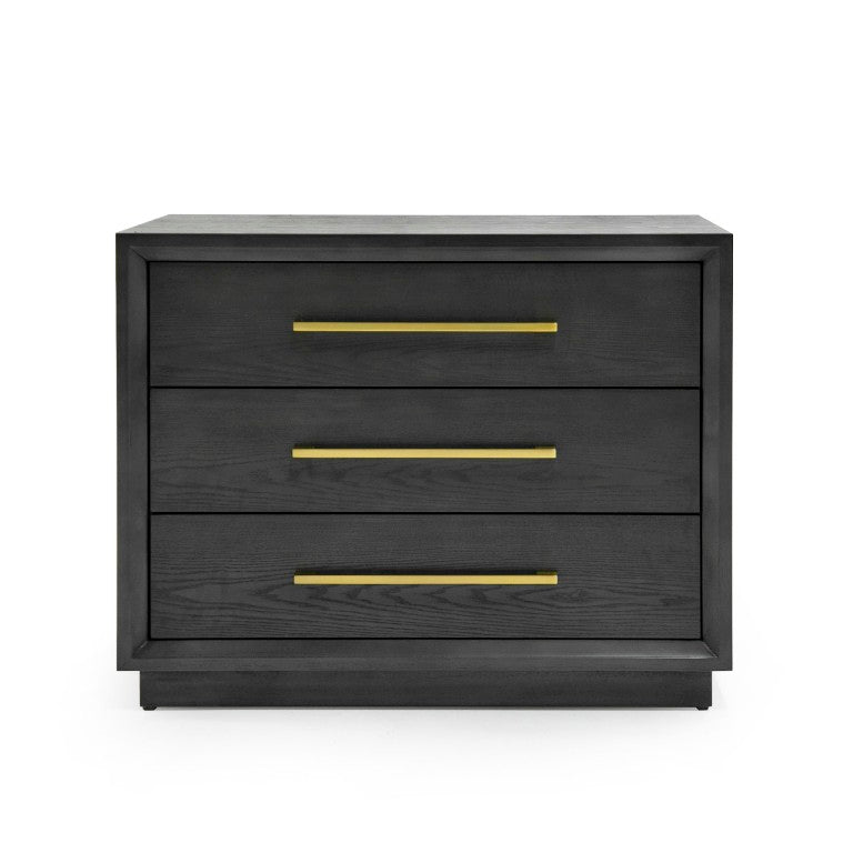 VIG Furniture Manhattan Luxe Bedside Chest With Gold-Tone Hardware, Three Drawers, Solid Wood & Mdf Craftsmanship Gray/Grey Nightstand VGMA-BR-127-NS