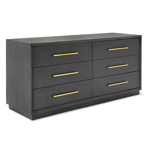 VIG Furniture Manhattan- Contemporary Grey Wash Dresser With Gold Handles, 6 Drawers, Solid Wood & Mdf, 68" Wide VGMA-BR-127-DR