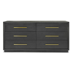 VIG Furniture Manhattan- Contemporary Grey Wash Dresser With Gold Handles, 6 Drawers, Solid Wood & Mdf, 68" Wide VGMA-BR-127-DR