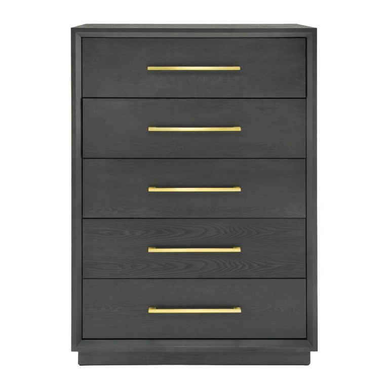 VIG Furniture Manhattan- Contemporary Grey-Wash Chest With Gold Handles, 5 Drawers, Tall Vertical Storage, Ready-To-Use VGMA-BR-127-CH