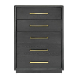 VIG Furniture Manhattan- Contemporary Grey-Wash Chest With Gold Handles, 5 Drawers, Tall Vertical Storage, Ready-To-Use VGMA-BR-127-CH
