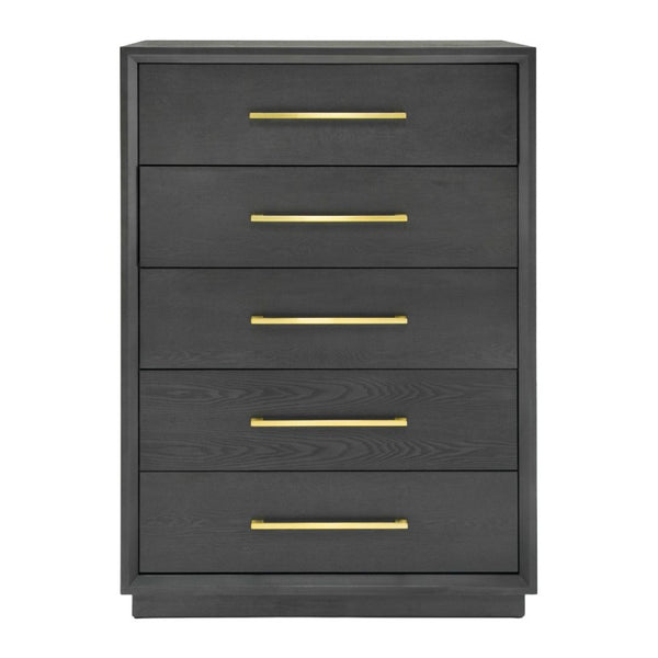 VIG Furniture Manhattan- Contemporary Grey-Wash Chest With Gold Handles, 5 Drawers, Tall Vertical Storage, Ready-To-Use VGMA-BR-127-CH