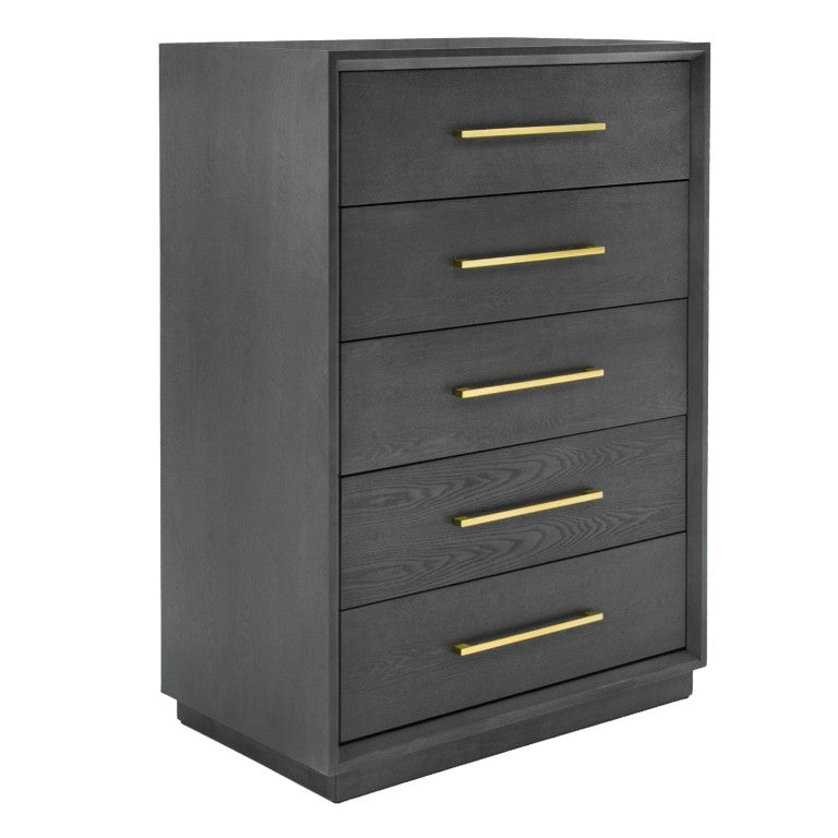 VIG Furniture Manhattan- Contemporary Grey-Wash Chest With Gold Handles, 5 Drawers, Tall Vertical Storage, Ready-To-Use VGMA-BR-127-CH