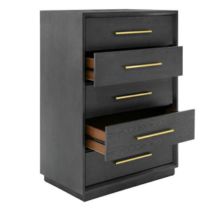 VIG Furniture Manhattan- Contemporary Grey-Wash Chest With Gold Handles, 5 Drawers, Tall Vertical Storage, Ready-To-Use VGMA-BR-127-CH