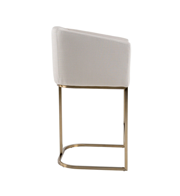 VIG Furniture Modrest Yukon - Modern Off White Fabric & Brushed Brass Counter Chair VGVC-B8362B-CC