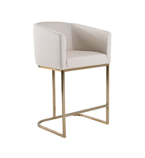 VIG Furniture Modrest Yukon - Modern Off White Fabric & Brushed Brass Counter Chair VGVC-B8362B-CC