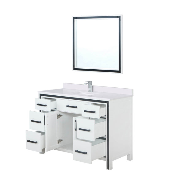 English Elm White 48 in. Bath Vanity with Cultured Marble Top, Faucet & 34" Mirror, Scratch-Resistant Wood Finish B2731S01357