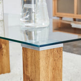 English Elm Glass-Top Coffee Table,Tea Table, With Mdf Legs - Stylish Blend Of Elegance and Durability 44.9"*21.7"*16.9"